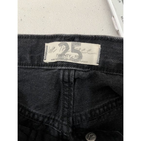 We The Free Distressed High Waist Denim Shorts Women 25 Black Wash Button Fly - Picture 9 of 15